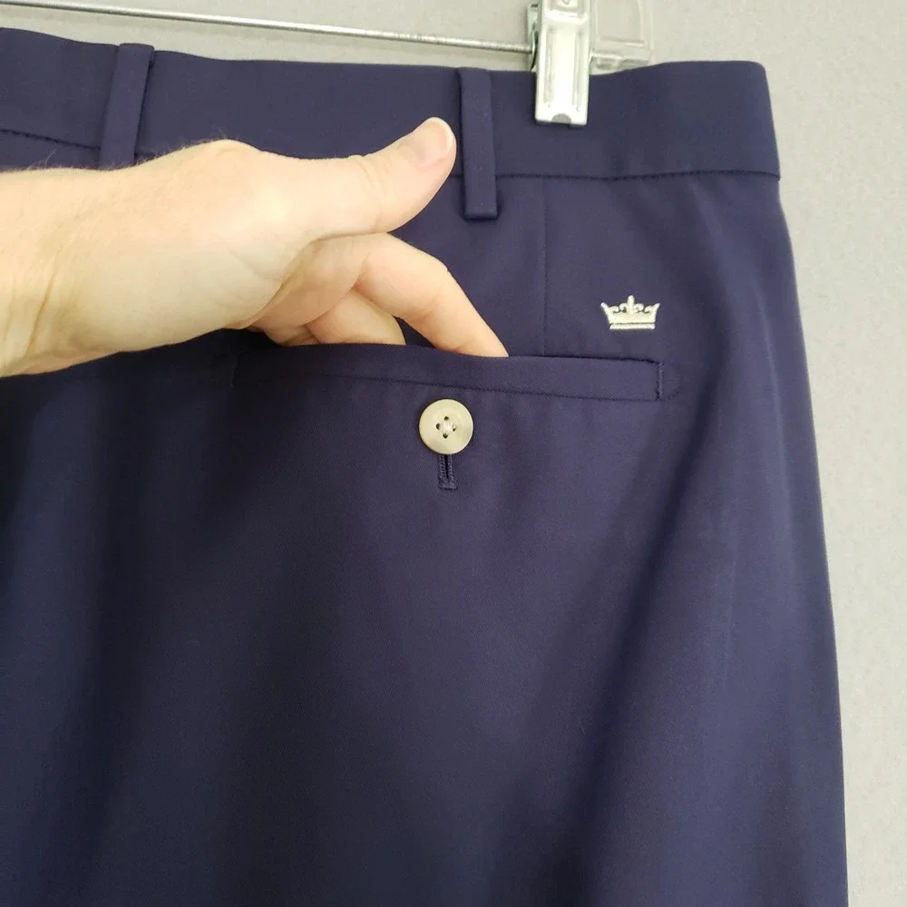 Peter Millar Durham Performance Mens 40/34 fits 40/30 Pants EB78 High Drape Navy